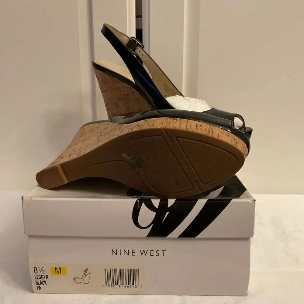 Nine West Black Wedge Sandals - Picture 2 of 2